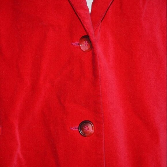 Vintage Womens 20 Red Velvet Double Button Blazer Jacket Holiday Party Christmas - Picture 3 of 10